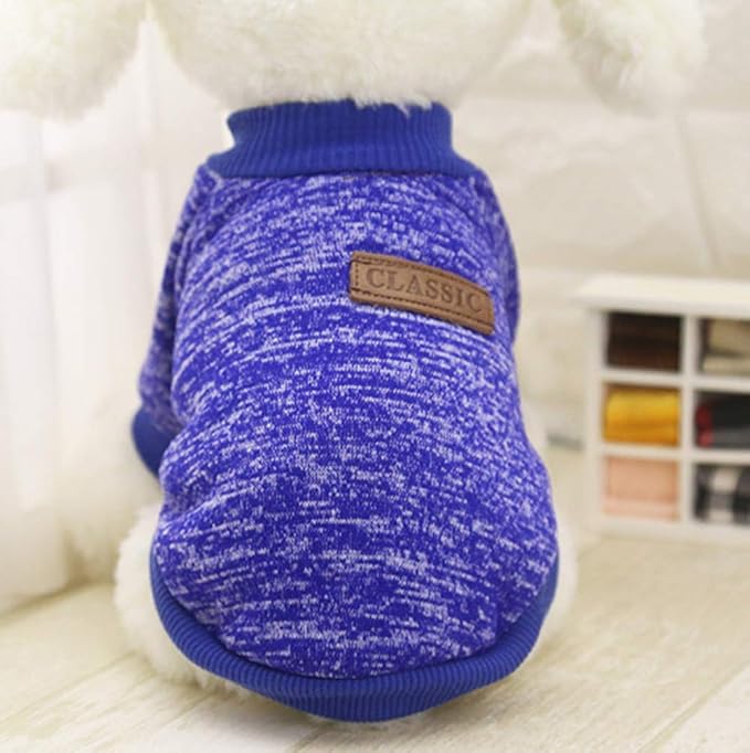 Idepet Pet Dog Classic Knitwear Sweater,Soft Fleece Coat for Small,Medium,Large Dog,Warm Pet Dog Cat Clothes,Soft Puppy Customes (S, DarkBlue)