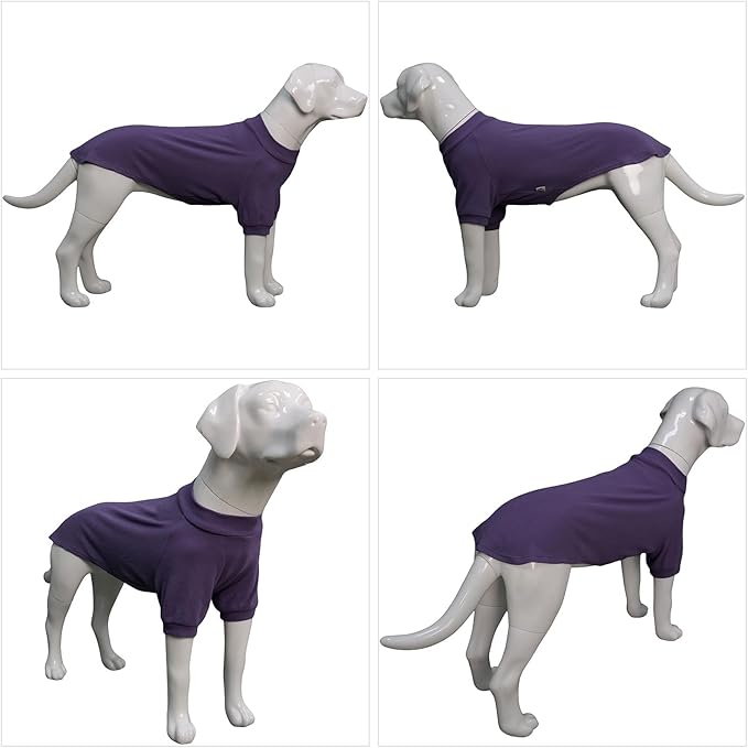 Lovelonglong Ribbed Dog T-Shirt Cotton Knitted Dog Sweaters for All Season Pet T-Shirts for Large Medium Small Dogs Purple XS