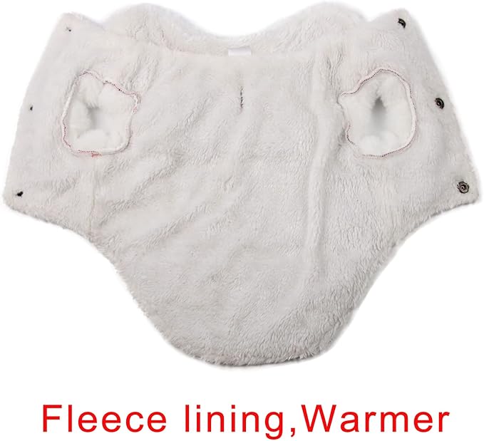 Shawl Design Fleece Lined Warm Dog Jacket for Winter Cold Weather,Soft Windproof Medium Dog Coat,Red L
