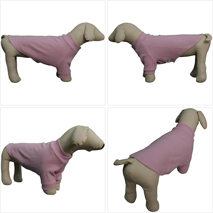 Lovelonglong Ribbed Dog T-Shirt Cotton Knitted Dog Sweaters for All Season Pet T-Shirts for Large Medium Small Dogs Light Pink XS