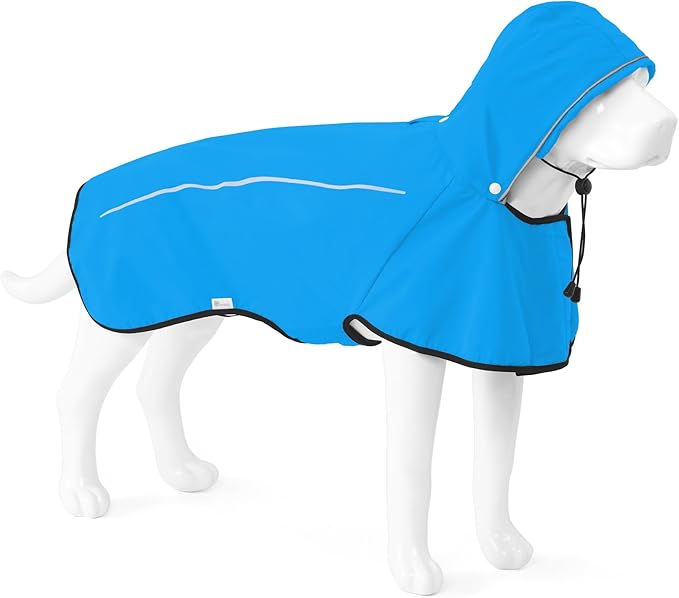 Mile High Life Dog Raincoat, Adjustable Waterproof Pet Rain Jacket, Reflective Hooded Poncho for Small Medium Large Dogs, Lightweight Breathable Pet Rain Coat (Blue,XS Chest 15"-18")
