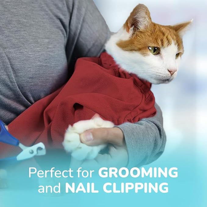 Cat-in-the-Bag Cozy Comfort Carrier - Large Red Cat Carrier Soft and Pet Carrier for Nail Trimming, Vet Visits, Medication Administration, Dental Care, and Travel