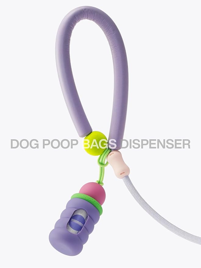 Dog Waste Bag Dispenser Pet Poop Bags Holder for Leash Lightweight Doggie Waste Bags Dispensers with Leash Attachment Includes 15 Bags(Silver)