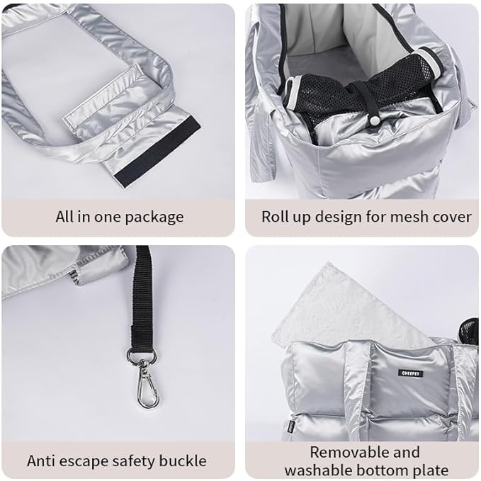 Small Dog Carrier Purse & Cat Tote Bag, Soft-Sided Handbag with Safety Strap, Breathable Mesh, Comfort Carry & Plush Cotton Interior, Lightweight Pet Travel Carrier for Daily Adventures (Black)