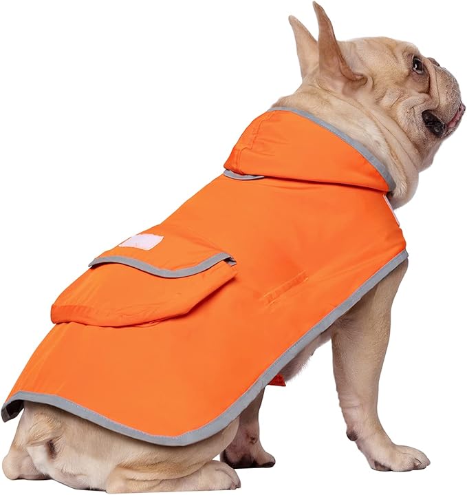 HDE Reversible Dog Raincoat Hooded Slicker Poncho Rain Coat Jacket for Small Medium Large Dogs Camo Orange - S