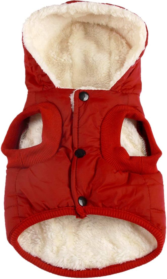 Fleece Lining Extra Warm Dog Hoodie in Winter for Large Dogs Jacket Pet Coats with Hooded,Red XXL