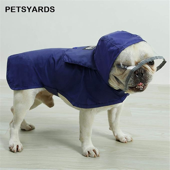 Pet Raincoat Packable Hooded Dog Rain Jacket Reflective Strips Lightweight Adjustable Poncho for Small Medium Large Dogs Blue XL