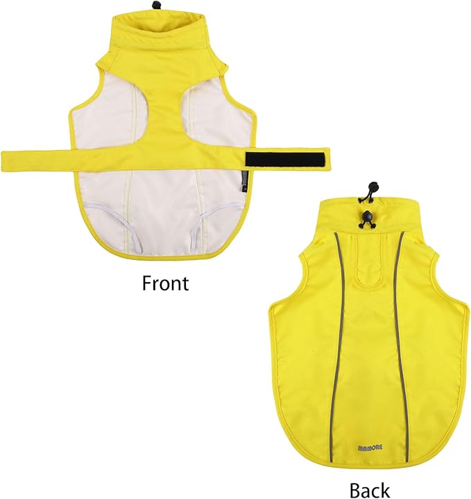 Waterproof Dog Raincoat, Adjustable Lightweight Dog Rain Jacket with Reflective Strip Leash Hole for Small Medium Large Dogs (Yellow, X-Small(4-9lb))