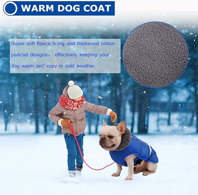 QBLEEV Warm Dog Coat Reflective Dog Jacket, Waterproof Dog Winter Coat Turtleneck Dog Clothes for Cold Weather, Thick Fleece Dog Snowsuit Christmas Dog Vest Pet Apparel for Small Medium Large Dogs 2XL