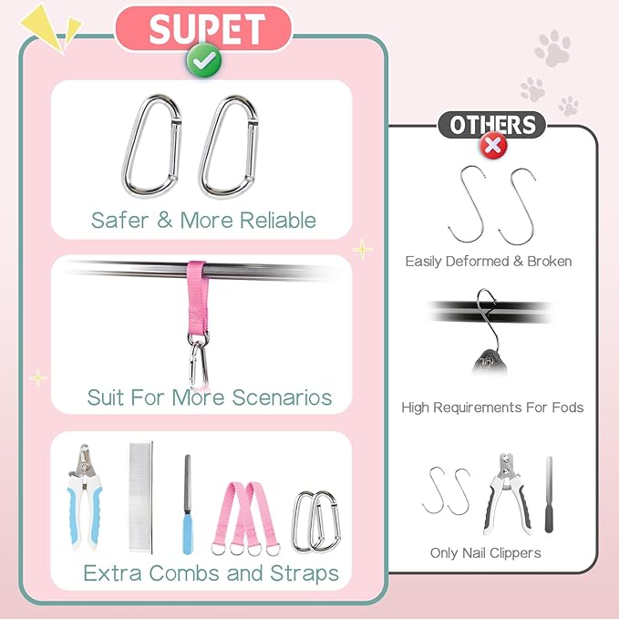 Supet Cat Grooming Hammock, Dog Hanging Harness for Nail Trimming Doorframe, Pet Holder Restraint for Clipping Nails, Pet Hoist Sling for Cutting Nails, Ear & Eye Cleaning, Medicine at Home (XS)