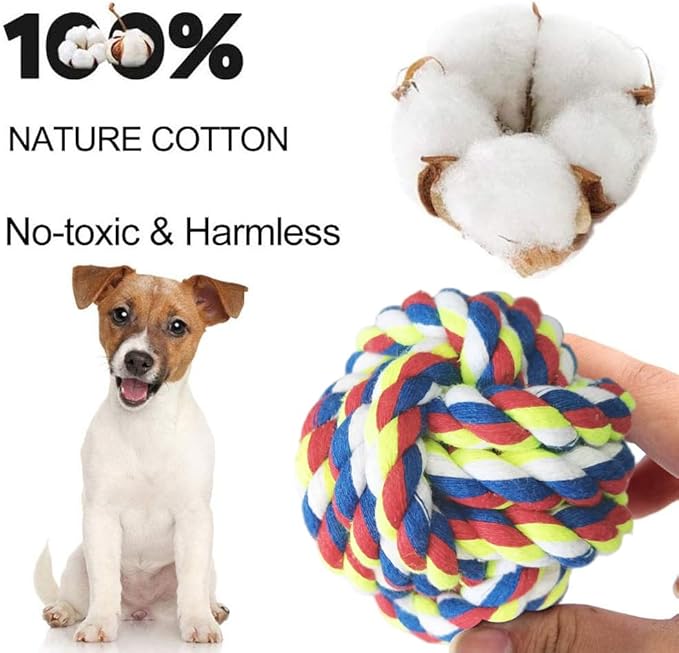 6 Pack Dog Rope Toys for Small Medium Large Breed, Tough Chew Ropes Tug Toy for Dogs, Flying Disc Fetch Toy Dog Rope Ball, Interactive Toy for Boredom, Puppy Teeth Cleaning