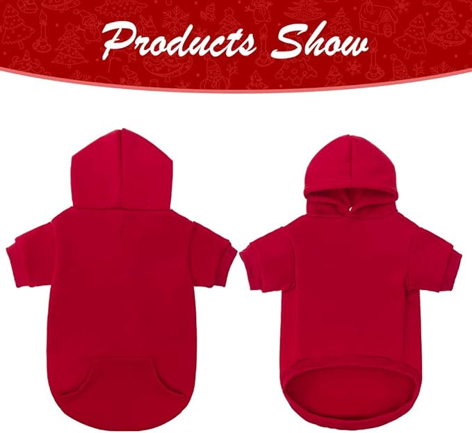 KOOLTAIL Basic Dog Hoodie - Soft and Warm Dog Hoodie Sweater with Leash Hole and Pocket, Dog Winter Coat, Cold Weather Clothes Sweatshirt for Small Medium Large Dogs Puppy Cat Boys Girls Red M