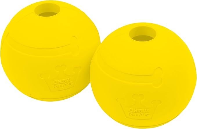 Chew King Flavored Rubber Ball Collection, 4 Inch Chicken Flavor Rubber Fetch Balls 2-Pk