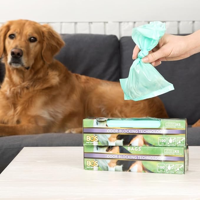 BOS Odor-Sealing Dog Poop Bags for Pet Waste - Disposal Doggy Bags - Scent & Smell Free (100Bags) [Size: XS, Color: Light Mint Green] (Pack of 2)