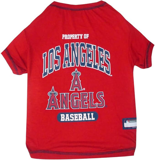 MLB LA Angels Dog T-Shirt, X-Small. - Licensed Shirt for Pets Team Colored with Team Logos. - Premium Stretchable Materials for The Comfort of Your Dog & cat.