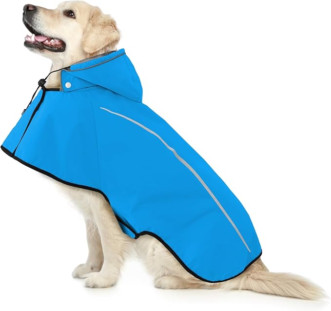 Mile High Life Dog Raincoat, Adjustable Waterproof Pet Rain Jacket, Reflective Hooded Poncho for Small Medium Large Dogs, Lightweight Breathable Pet Rain Coat (Blue,XS Chest 15"-18")