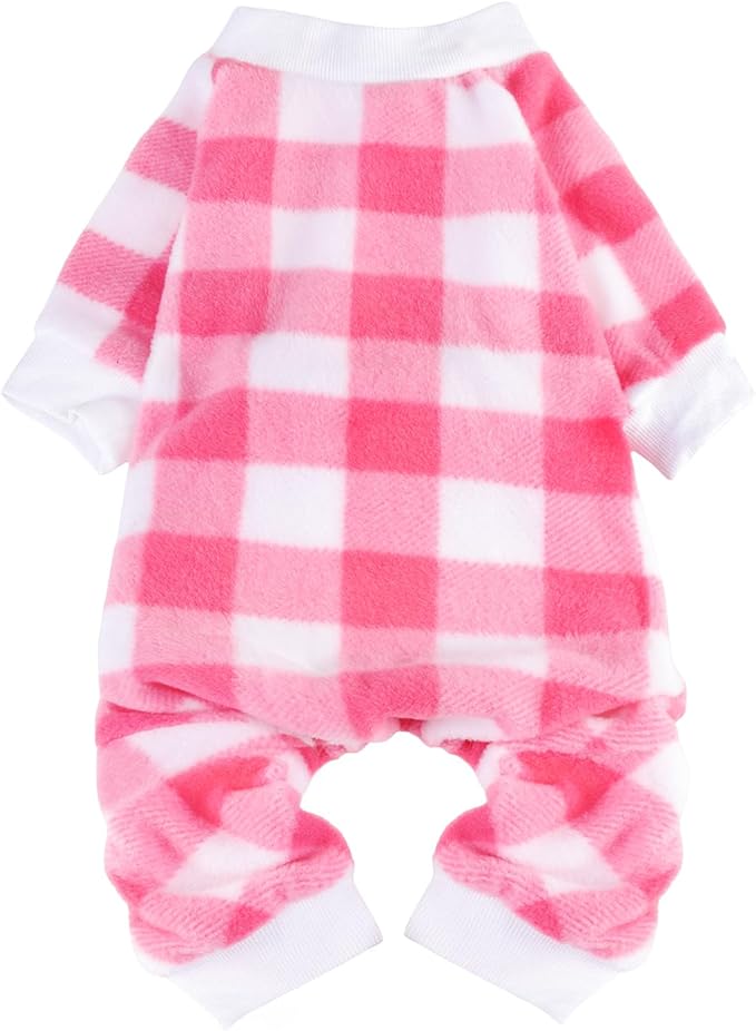 SCENEREAL Dog Pajamas for Small Medium Sized Dogs - Soft, Warm Pet Sweater Clothes, Pink Puppy Onesie Outfits for Doggie Winter Christmas - Dog Jammies Pjs