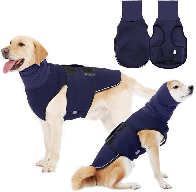 Dog Anxiety Vest,Pet Calming Hoodie Breathable Dog Anti-Anxiety Jacket for Thunder Fireworks and Separation,Blue XXL