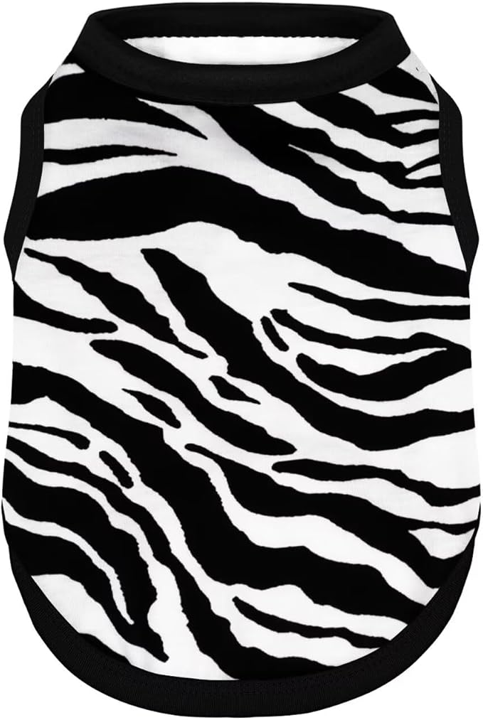 Adorable Zebra Print Dog Shirts – Lightweight, Cozy Outfit for Small to Medium Dogs, Soft & Snuggly Pet Wear for Everyday Comfort and Cuteness.Black 4XL
