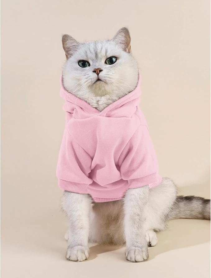 Cat Hoodies for Cats Puppy Pet Clothes Cat Apparel Little Miss Attitude Print Dog Hoodie for Small Medium Dogs Outfits for Kittens(Pink,S)