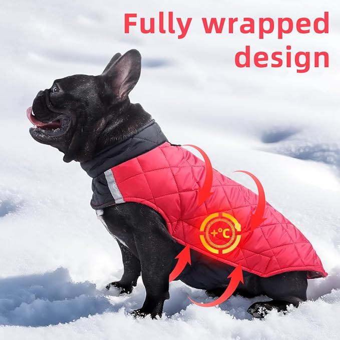Reversible Waterproof Dog Coat - Adjustable Winter Jacket for Small to Large Breeds, Warm Cold Weather Apparel for Medium Dogs (Pink & Khaki, X-Large (Pack of 1))