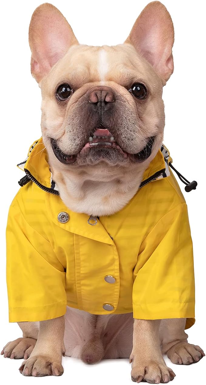 HDE Dog Raincoat Poncho Double Layer Zip Rain Jacket with Removable Hood, Leash Hole for Small to 3XL Dogs and Puppies Yellow - L