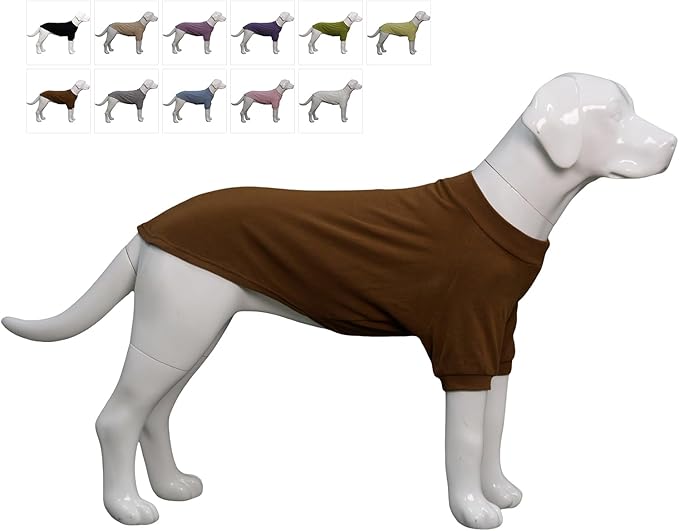 Lovelonglong Ribbed Dog T-Shirt Cotton Knitted Dog Sweaters for All Season Pet T-Shirts for Large Medium Small Dogs Coffee XL