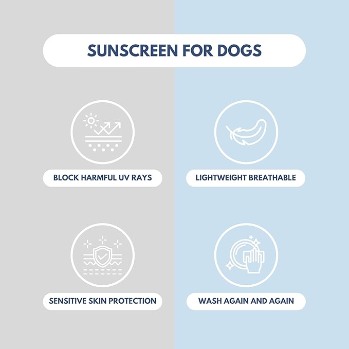 Spark Paws Sunblock Dog T-Shirt, SPF30 Protection, Lightweight Breathable Quick Dry for Dogs with Sensitive Skin - Blue & Grey (Set of 2) - L