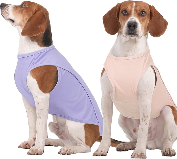 2 Pack Dog T-Shirts for Large Dogs, Quick Dry Cooling Vest, Summer UV Protection UPF50+ Shirt for Dogs Outdoor Hiking, Beach Trip, Travel, Purple+Pink, 2XL