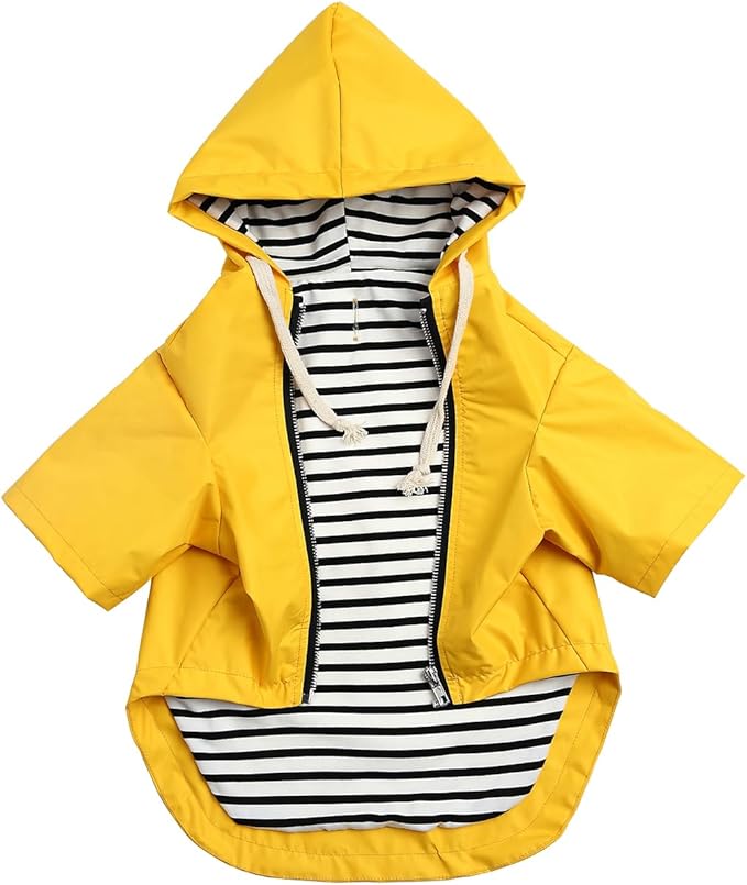 Dog Raincoat rain Jacket Raincoat Dogs Waterproof Small Medium Breeds Zip Closure Storage Pocket Harness Hole Yellow Medium