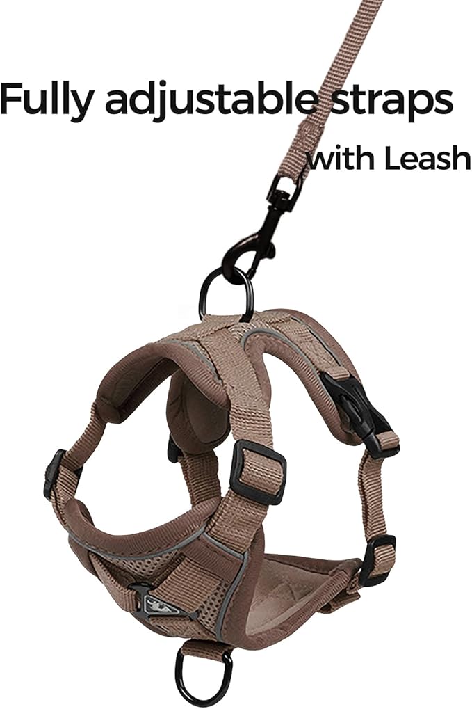 Cat Harness and Leash Set Escape Proof Tactical Small Kitten Harness Emotional Support Cat Vest, Brown, S
