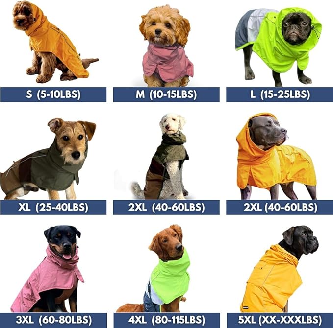 Spark Paws Dog Raincoat, Waterproof Windproof Rain Jacket, for Small Medium Large Extra Large Dogs, Reflective Breathable Full-Body Coverage Dry Suit - Purple - 2XL