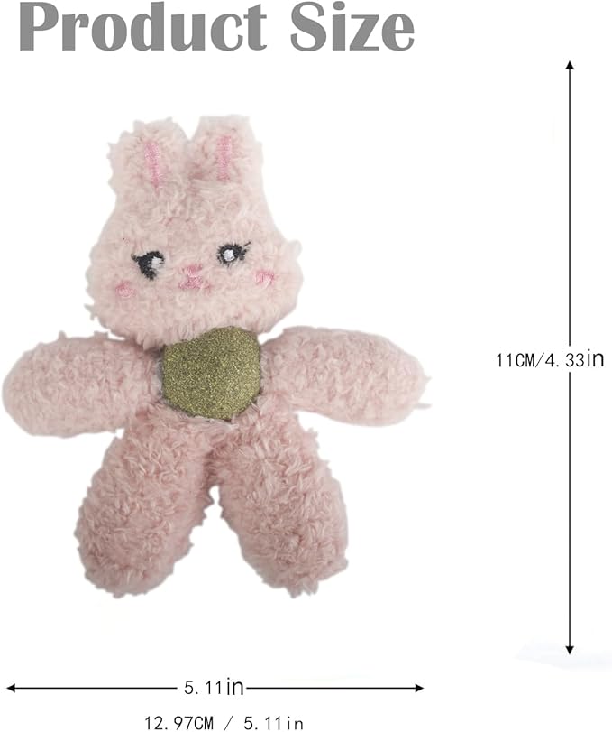 Cat Toys with Catnip Kitten Chew Bite Supplies Boredom Relief Fluffy Kitty Teeth Cleaning Chewing Cat Lovers Interactive Plush Gift (Tiger&Bear)
