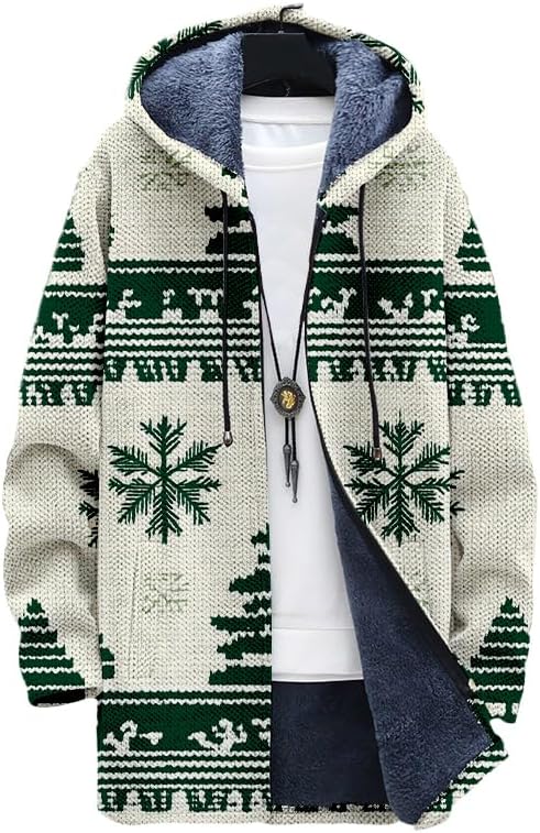 Oversized Full Zip Hoodie for Men Sherpa Fleece Lined Jacket with Hood Soft Warm Winter Coat with Pockets