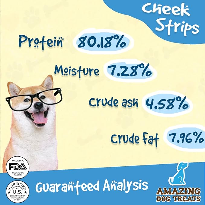 Beef Cheek Strips Premium Dog Chew (6" -100 Count) - NO Odor - Thick Cut - Rawhide Alternative - Beef Cheek Slice Chip Sticks - No Dyes, Chemicals, or Preservatives