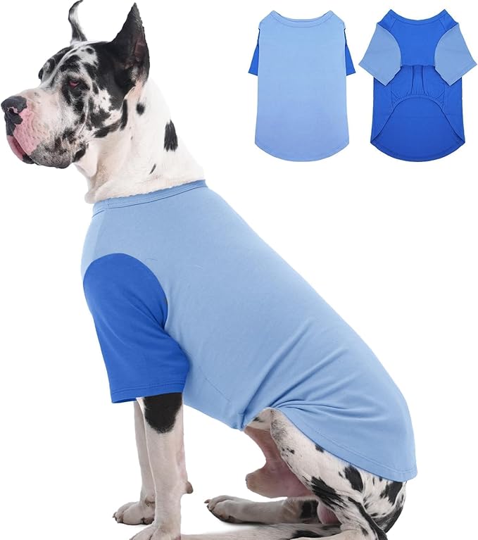2 Pack Shirts for Large Dogs 4XL - Lightweight Breathable Dog Clothes, Prevent Overheating Summer Cool Tees for Doberman, Alaskan Malamute, Travel, Hiking, Beach, Lounge Wear, Sleeping, Blue