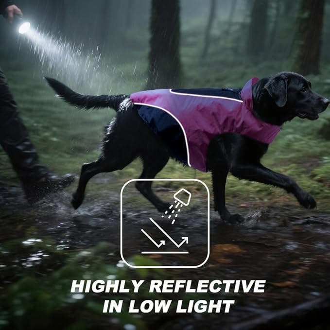 TSPRO Premium Dog Raincoat, Waterproof for Small & Medium Dogs, Reflective for Daily Walks/Outdoor Trips, Easy-Adjust Hook & Loop, Leash Hole (Pink/Black, M)