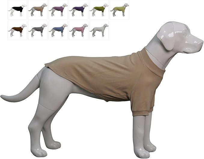 Lovelonglong Ribbed Dog T-Shirt Cotton Knitted Dog Sweaters for All Season Pet T-Shirts for Large Medium Small Dogs Beige S