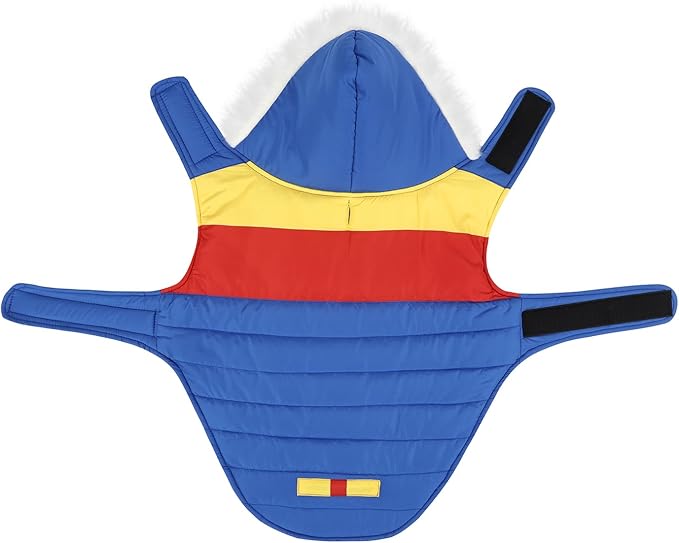 HDE Dog Puffer Jacket Fleece Lined Warm Dog Parka Winter Coat with Harness Hole 90s Colorblock - XXL