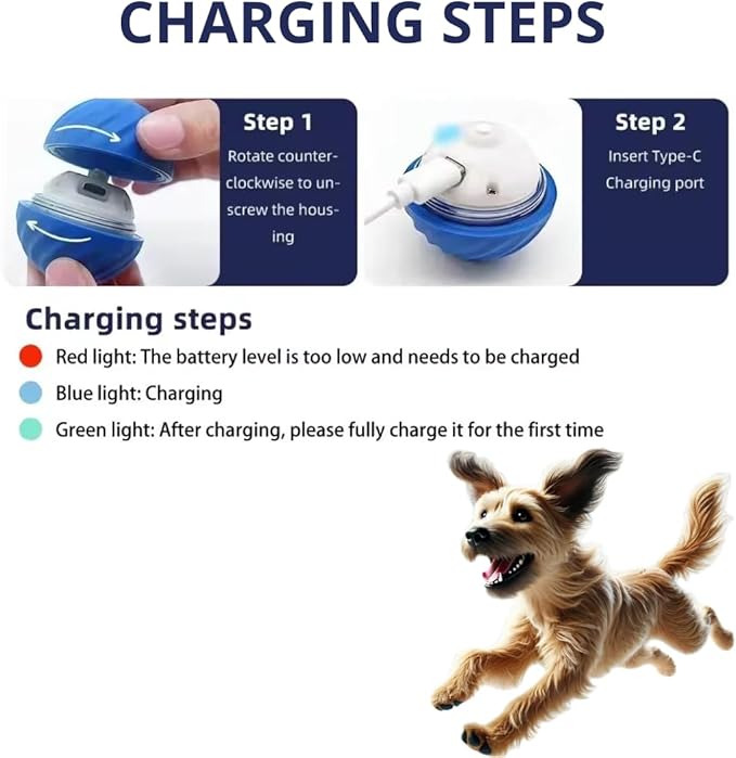Interactive Dog Ball, Blue 2.2 Inch Electric Dog Toy for Small/Medium Dogs, Automatic Moving Electric Rolling Dog Toy, Ideal Gift for Dog Owners Seeking Interactive Rolling Ball