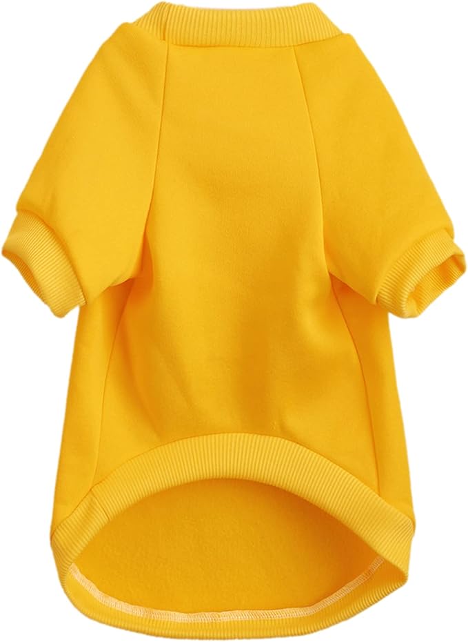 Puppy Sweater for Small Dogs Clothes Warm Winter Cat Clothe Pet Sweatshirt Knitwear Doggie Kitten Clothing, Yellow, Large
