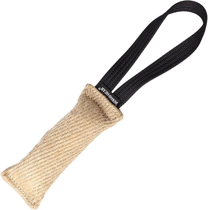 Dingo Gear Tug Toy for Dog Training Agility Tug of War, Jute Dog Bumper with one Handle, Dog Bite Pillow for Aggressive Chewers, 6" S00143