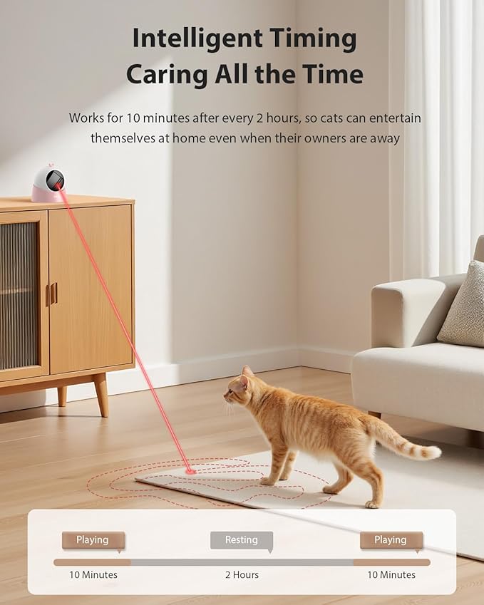 ROJECO Auto Laser Cat Toy - Random Motion Track, Magnetic 360° Base, Run Quiet,Rechargeable with 1000mAh Battery, Auto Sleep & 3 Speed Modes, Safe for Cats,Interactive Cat Toys for Bored Indoor,Pink