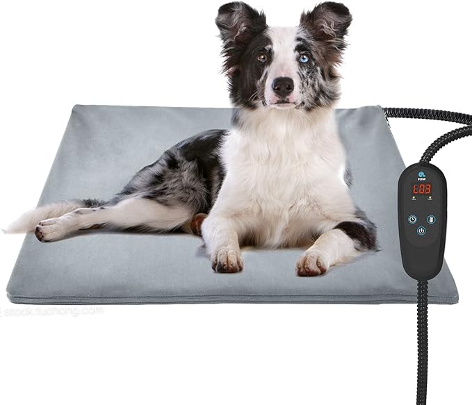 PETNF Pet Heating Pad Temperature Adjustment Anti-bite Puppy with Timer Cat Dog Heating Pad Indoor Waterproof Pet Warming Electric Heated Bed Mat Dog
