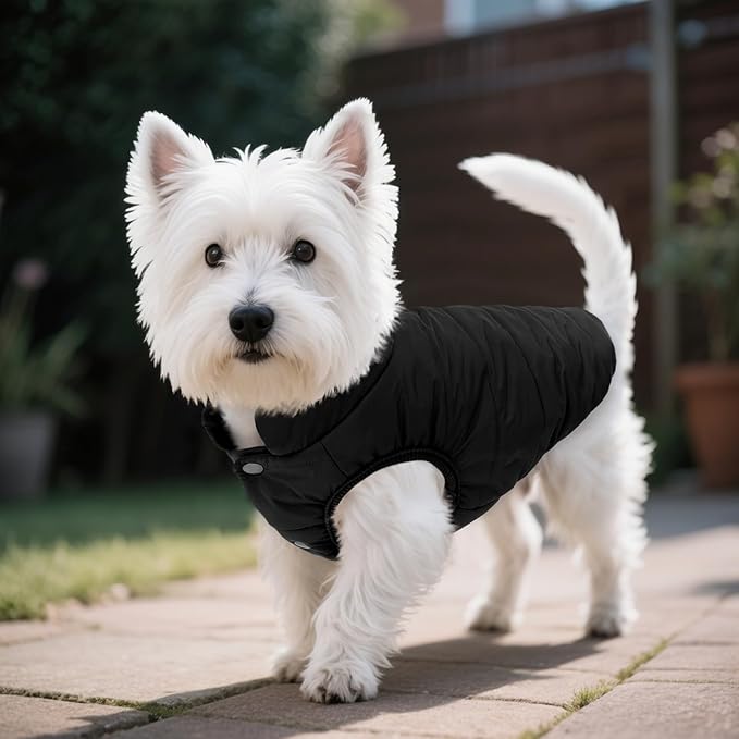 ASENKU Windproof Dog Winter Coat Waterproof Fleece Jacket Cold Weather Pet Apparel for Small Medium Large Dogs (Black, XL)