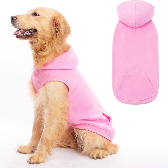 EXPAWLORER Dog Hoodie Fleece Sweater Vest, Hooded Dog Sweatshirt Fall Winter Pet Clothes with Leash Hole, Sleeveless Warm Cozy Puppy Clothing for Cat Small Medium Large Dogs Girl Boy, Pink XXL