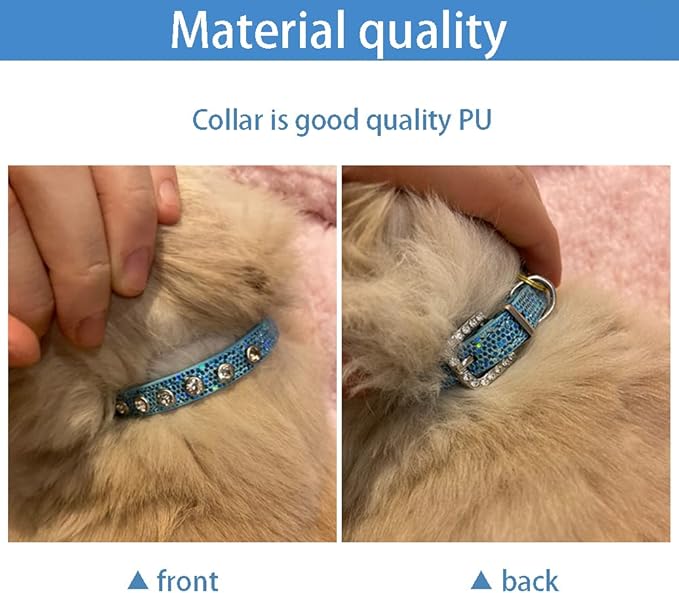 Cat Collar Rhinestone Bling Cute Cat Collars Accessories for Pet Collars Adjustable Ideal for Girl Cats Male Cats(White)