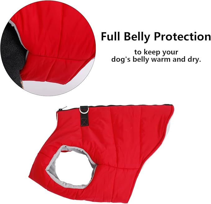 Geyecete Dog Bulldog Clothes Dog Cotton Padded Coat Thick Winter Warm Vest Waistcoat Cold Weather Jacket Clothing for French Bulldog Coat-Red-L