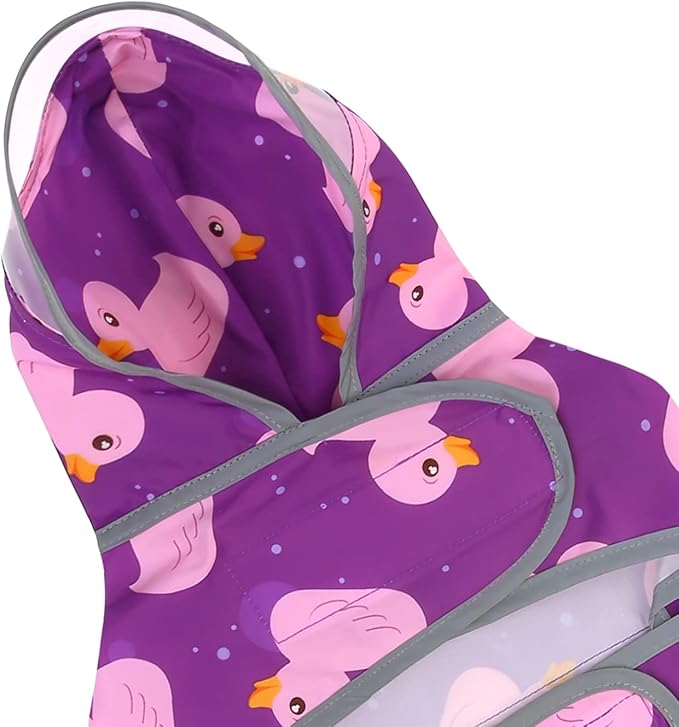 HDE Dog Raincoat with Clear Hood Rain Jacket Poncho for Small Medium Large Dogs Ducks Purple - XXL