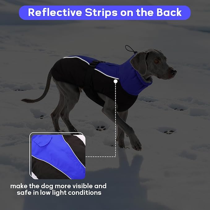 IDOMIK Dog Winter Coat, Reflective Waterproof Dog Jacket for Cold Weather, Warm Pet Coats for Small Medium Large Dogs, High Collar Doggy Fleece Snow Jacket, Winter Vest with Adjustable Buckle,3XL